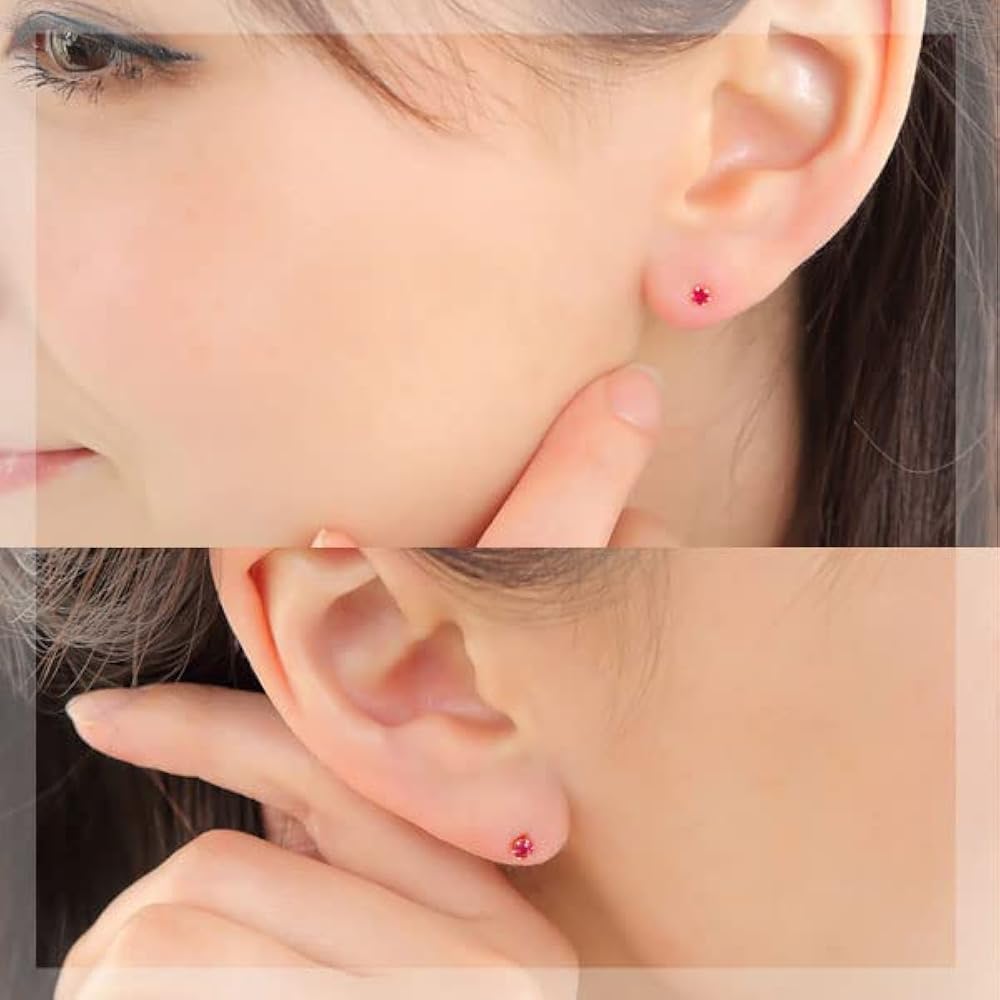 Amazon | ルビー イエロー ゴールド K18 18金 18k ピアス 6本爪